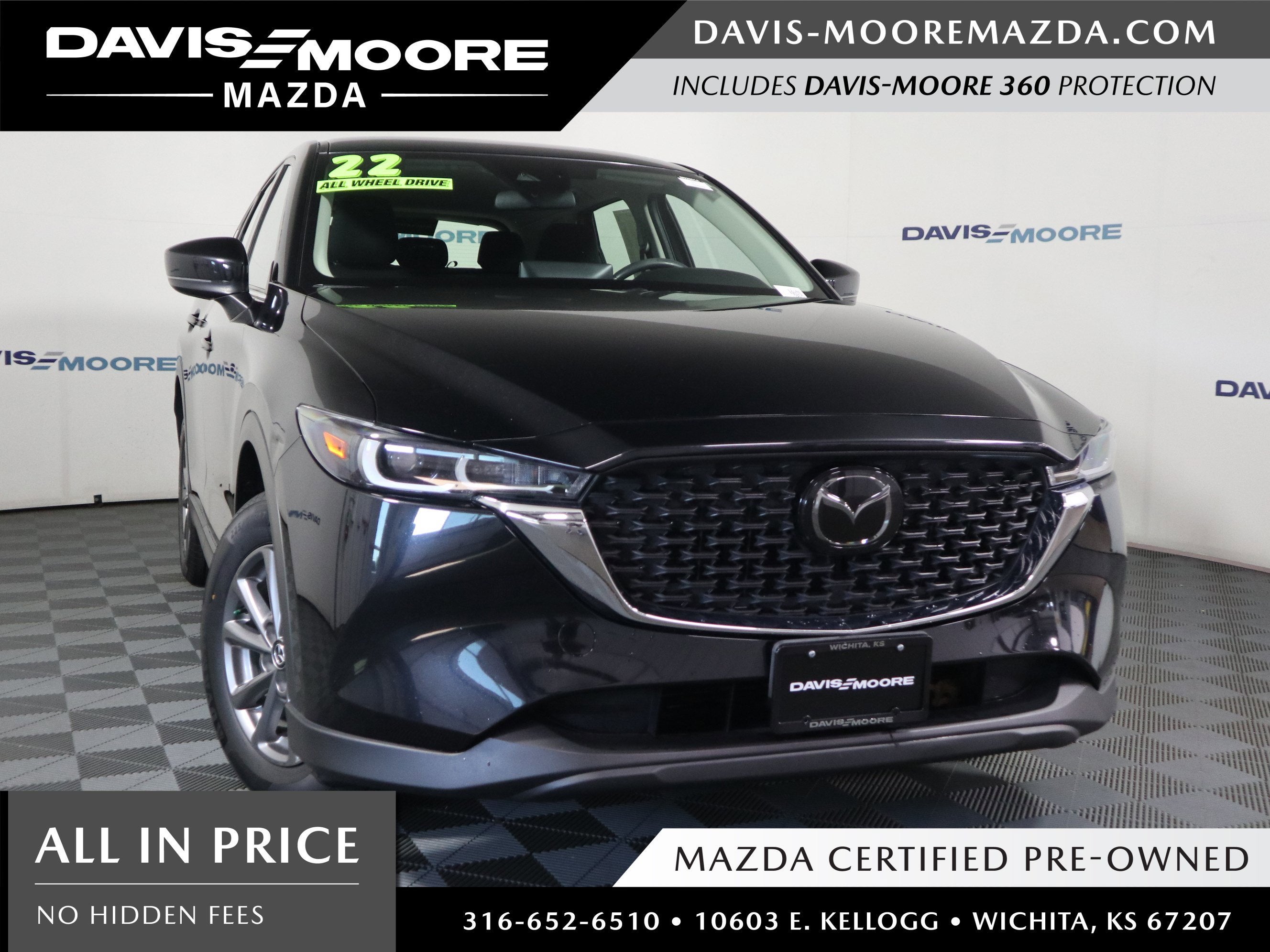 2022 Mazda Mazda CX-5 2.5 S in Jet Black Mica — front three-quarter view
