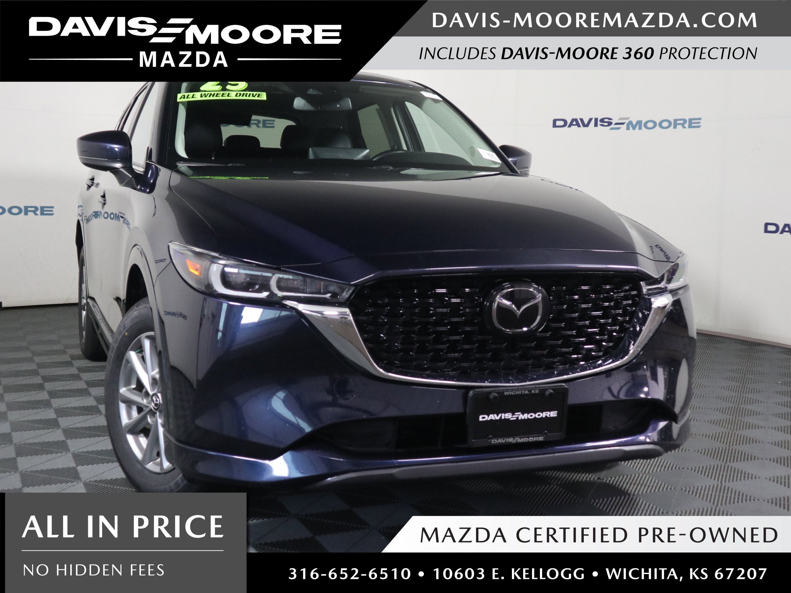 2025 Mazda Mazda CX-5 2.5 S Preferred Package AWD in Deep Crystal Blue Mica — front three-quarter view