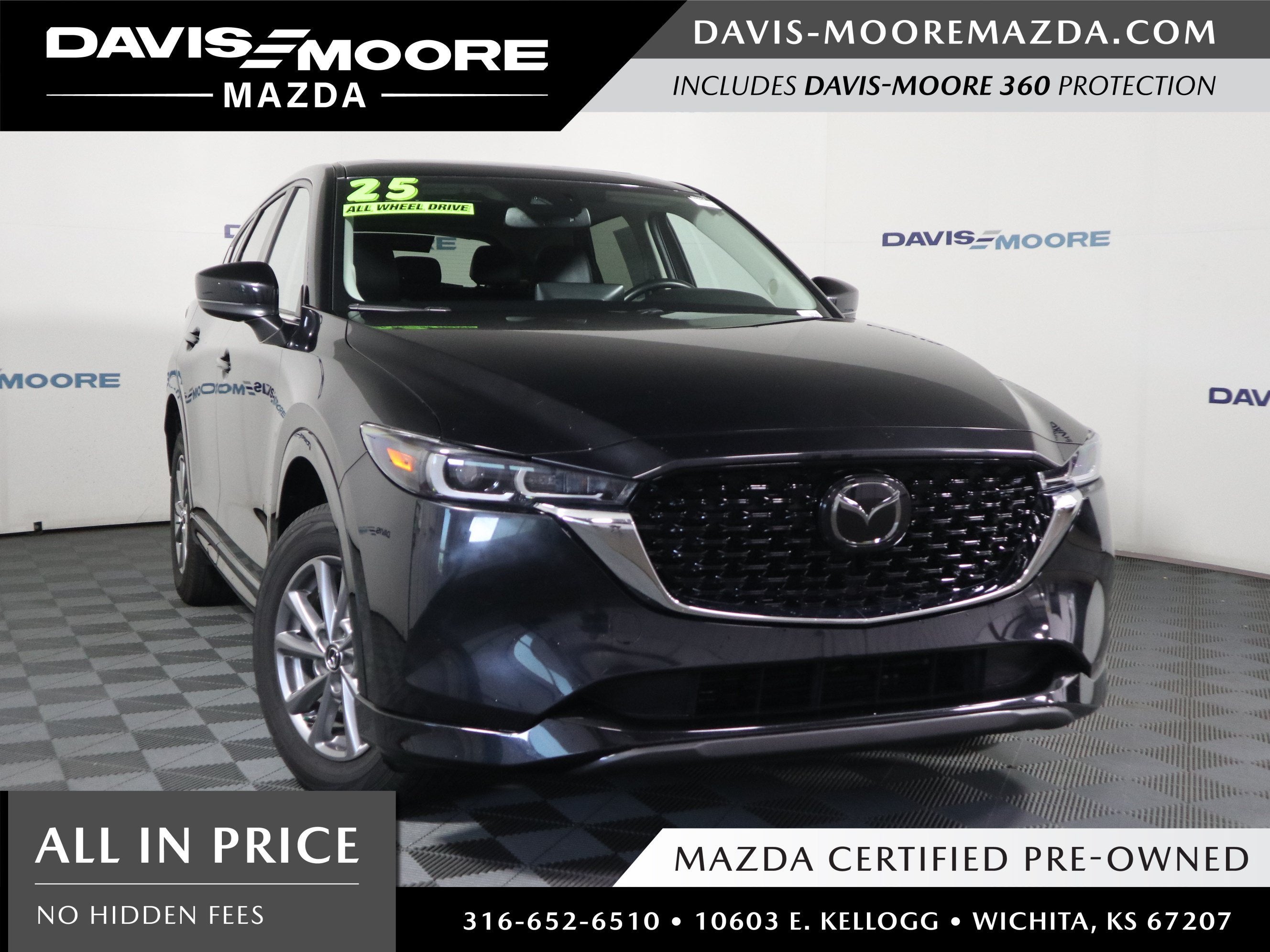 2025 Mazda Mazda CX-5 2.5 S Preferred Package in Jet Black Mica — front three-quarter view