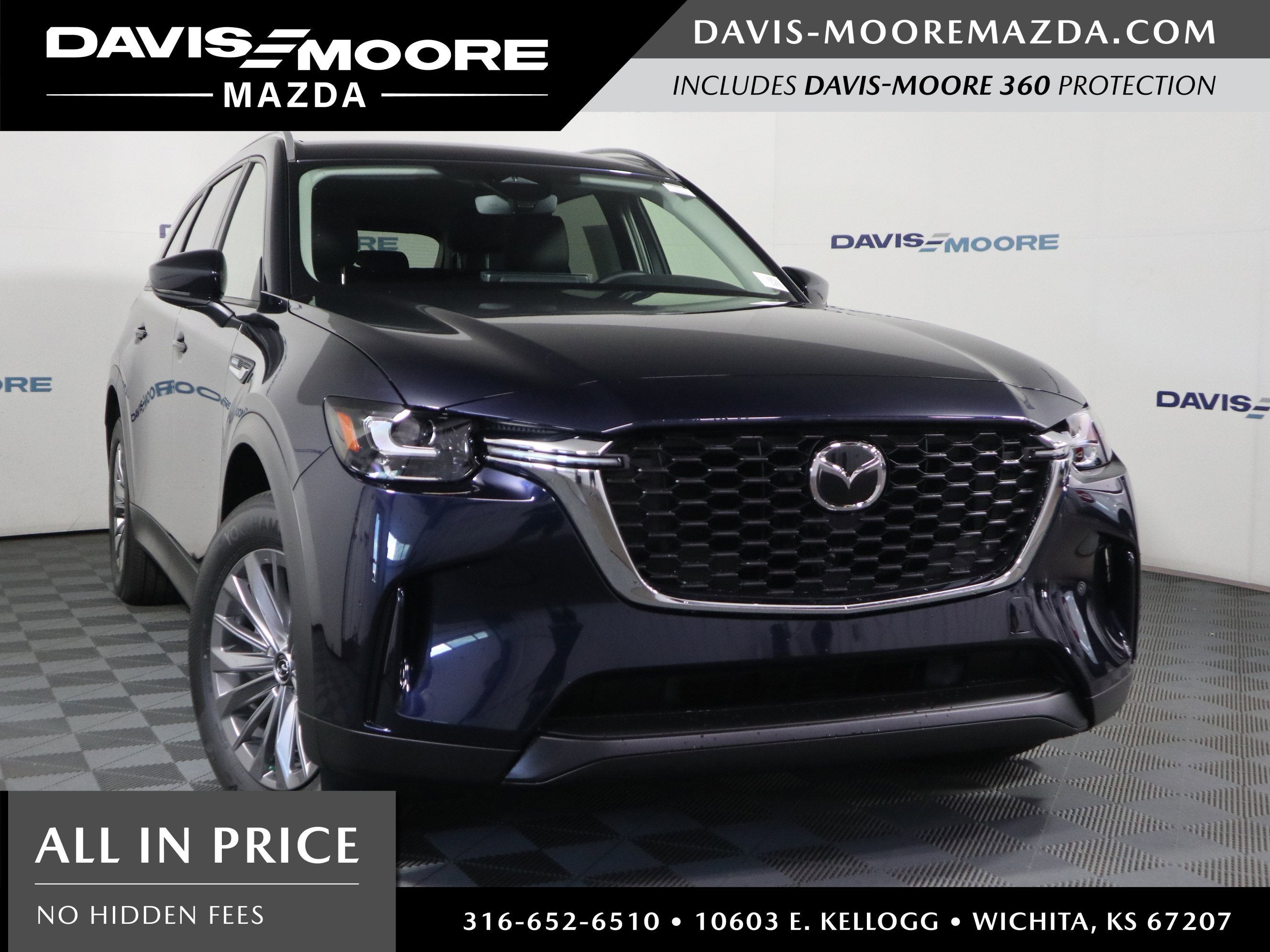 2026 Mazda Mazda CX-90 3.3 Turbo Select AWD in Deep Crystal Blue Mica — front three-quarter view