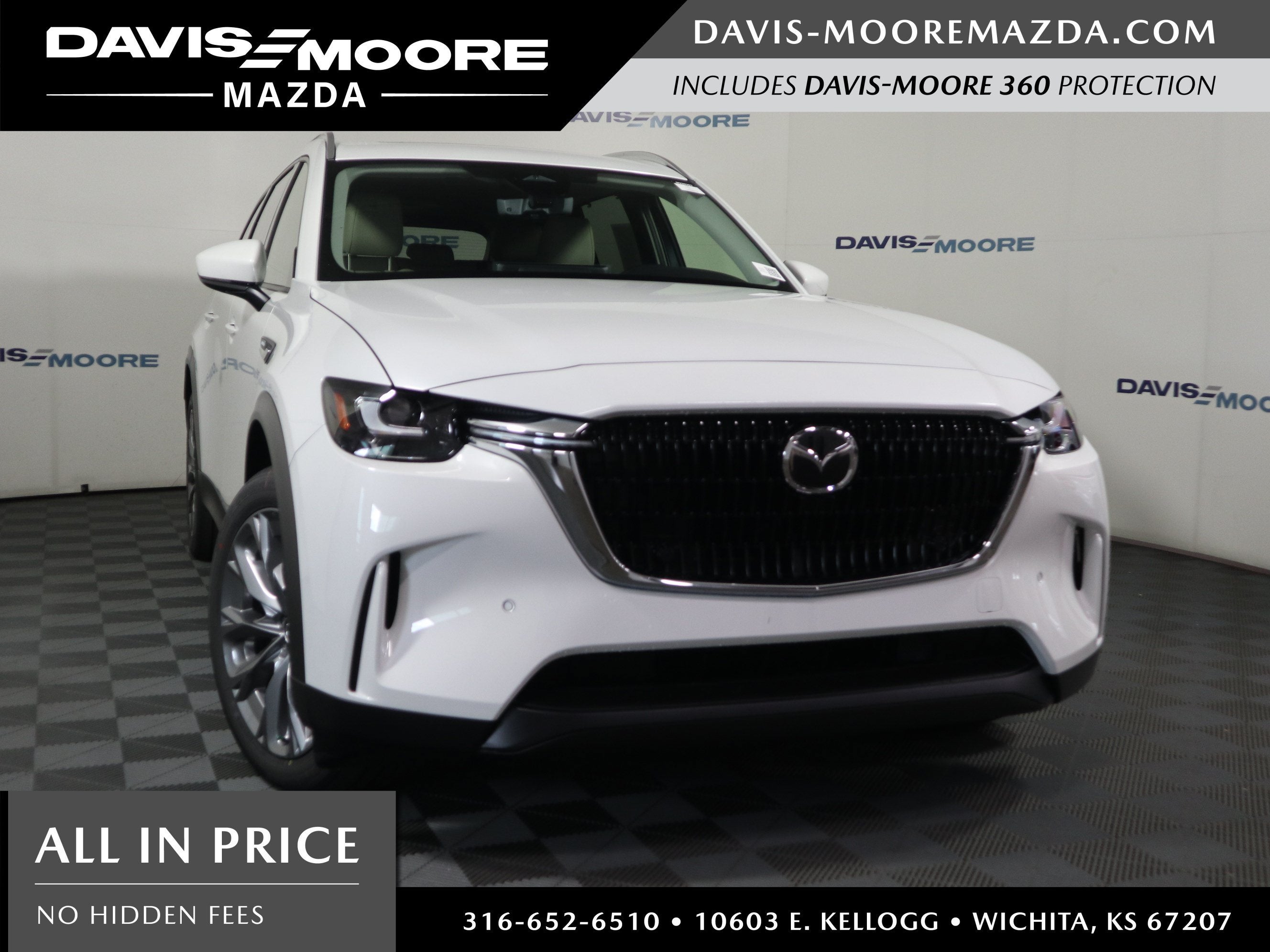 2026 Mazda Mazda CX-90 3.3 Turbo Preferred AWD in Rhodium White Premium — front three-quarter view