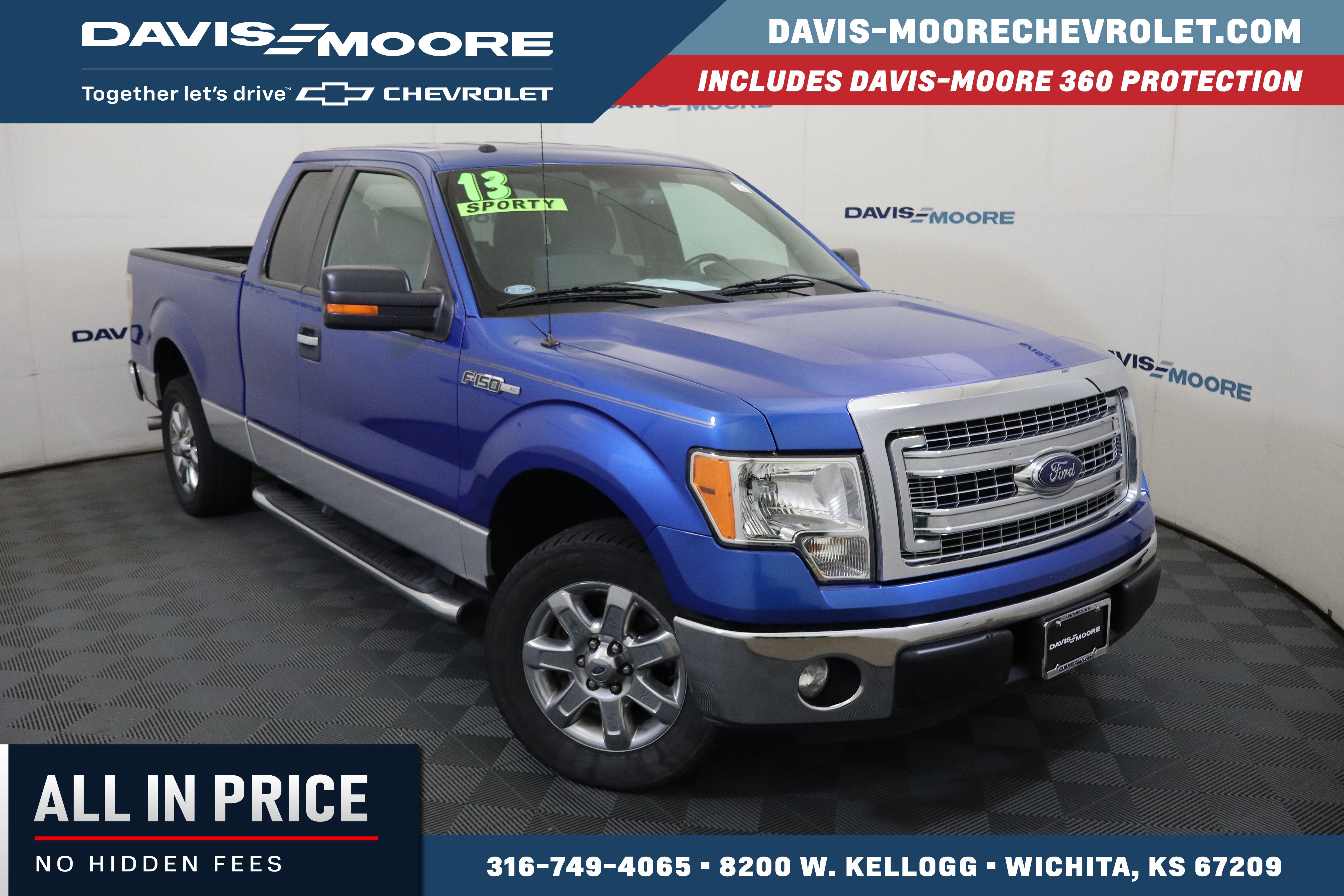 2013 Ford F-150 XLT in Blue — front three-quarter view