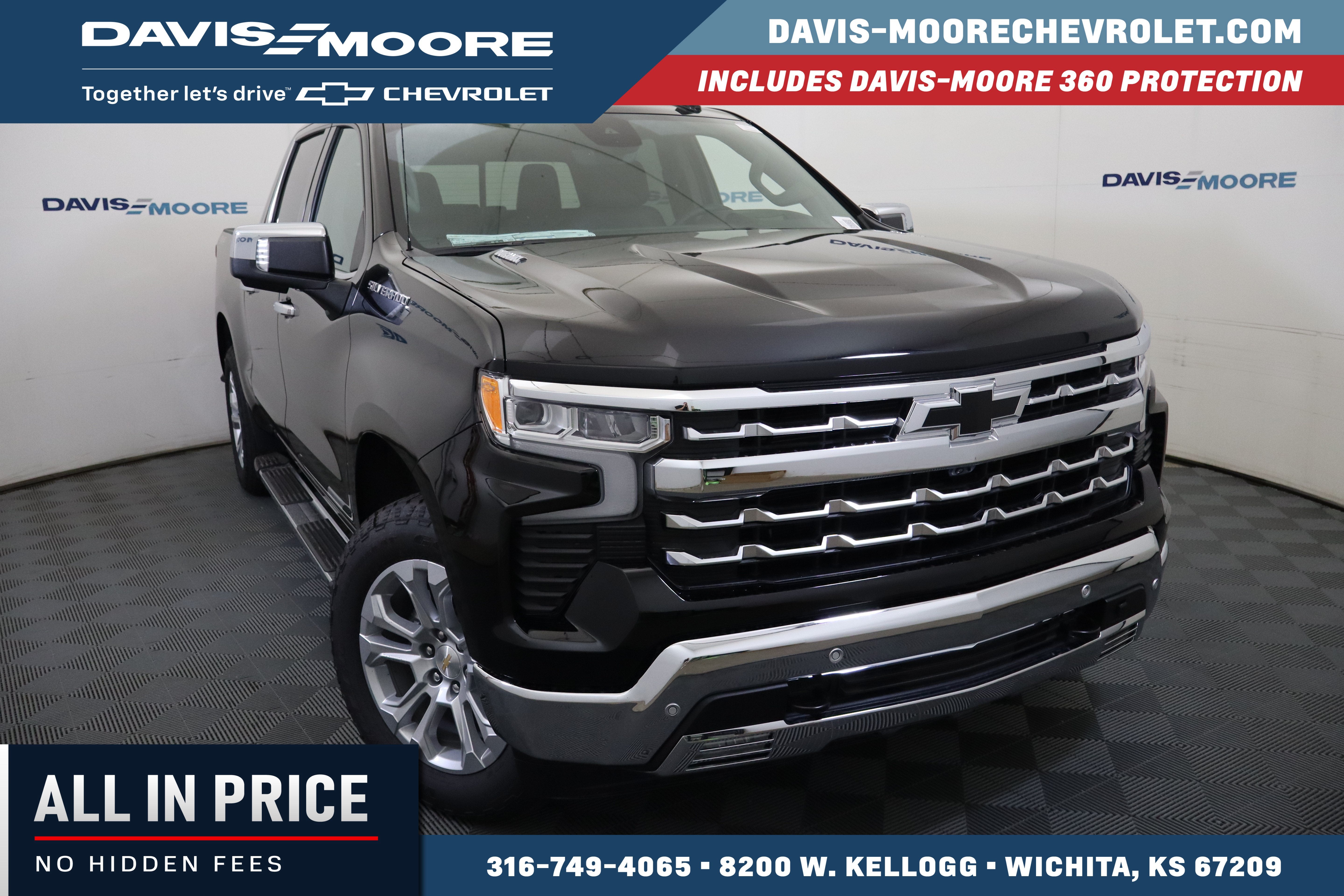 2026 Chevrolet Silverado 1500 LTZ Crew Cab 4WD in Black — front three-quarter view