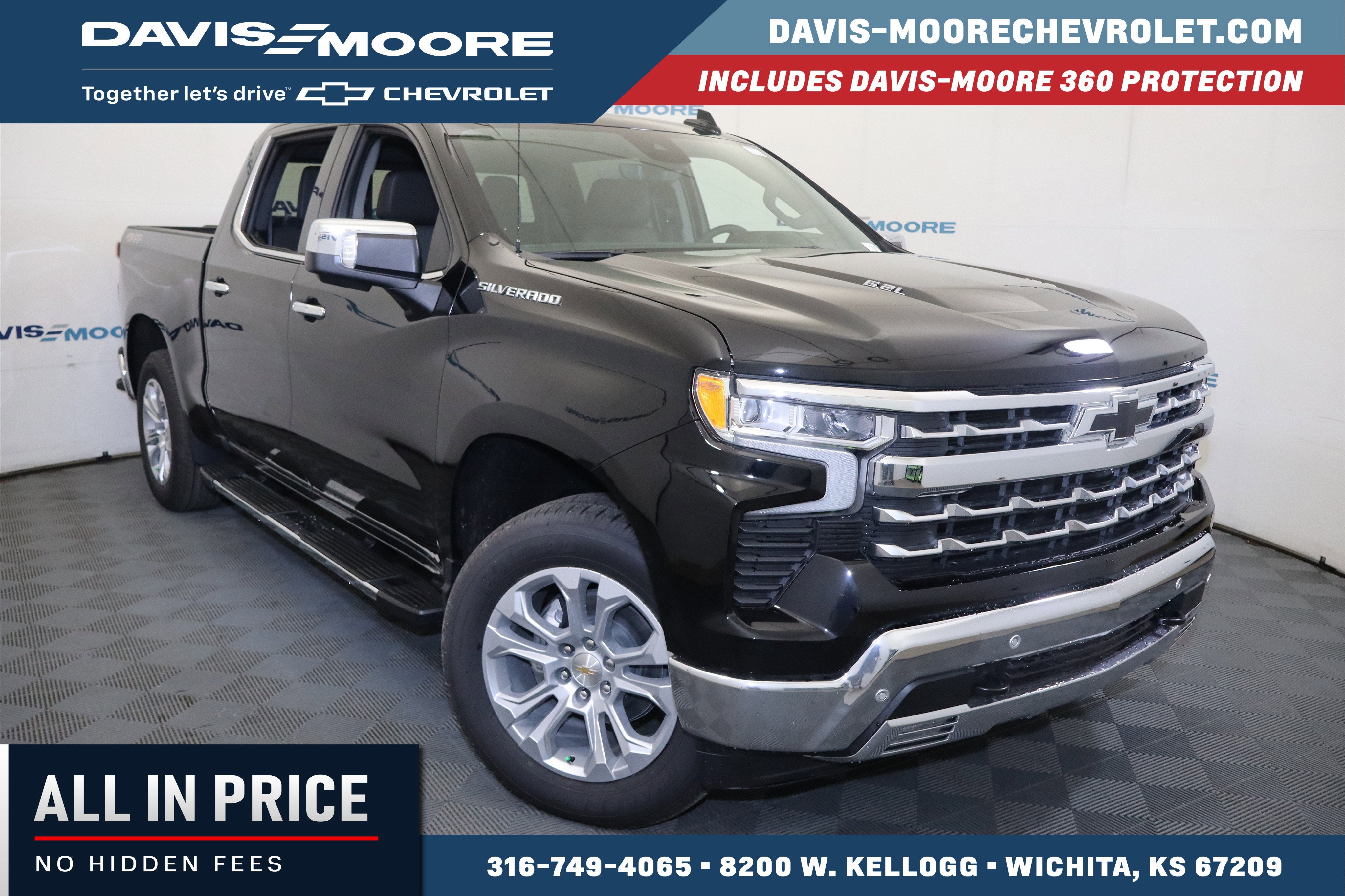 2026 Chevrolet Silverado 1500 LTZ Crew Cab 4WD in Black — front three-quarter view