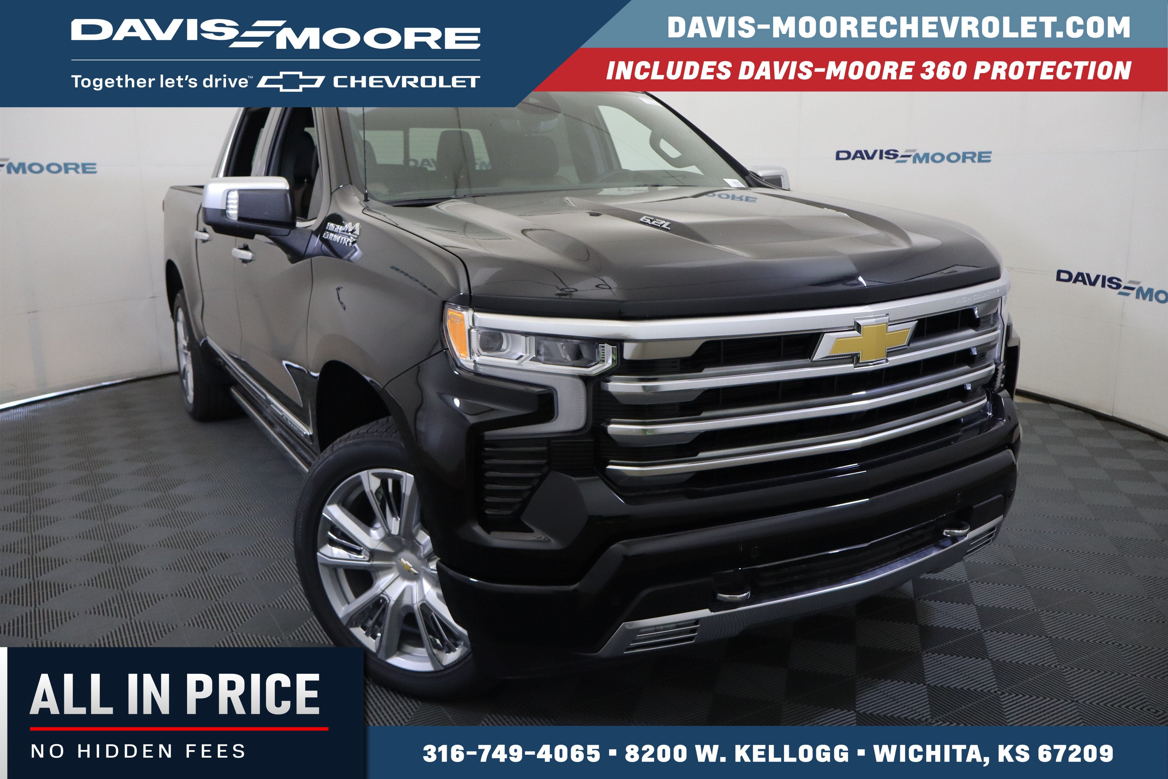 2026 Chevrolet Silverado 1500 High Country Crew Cab 4WD in Black — front three-quarter view
