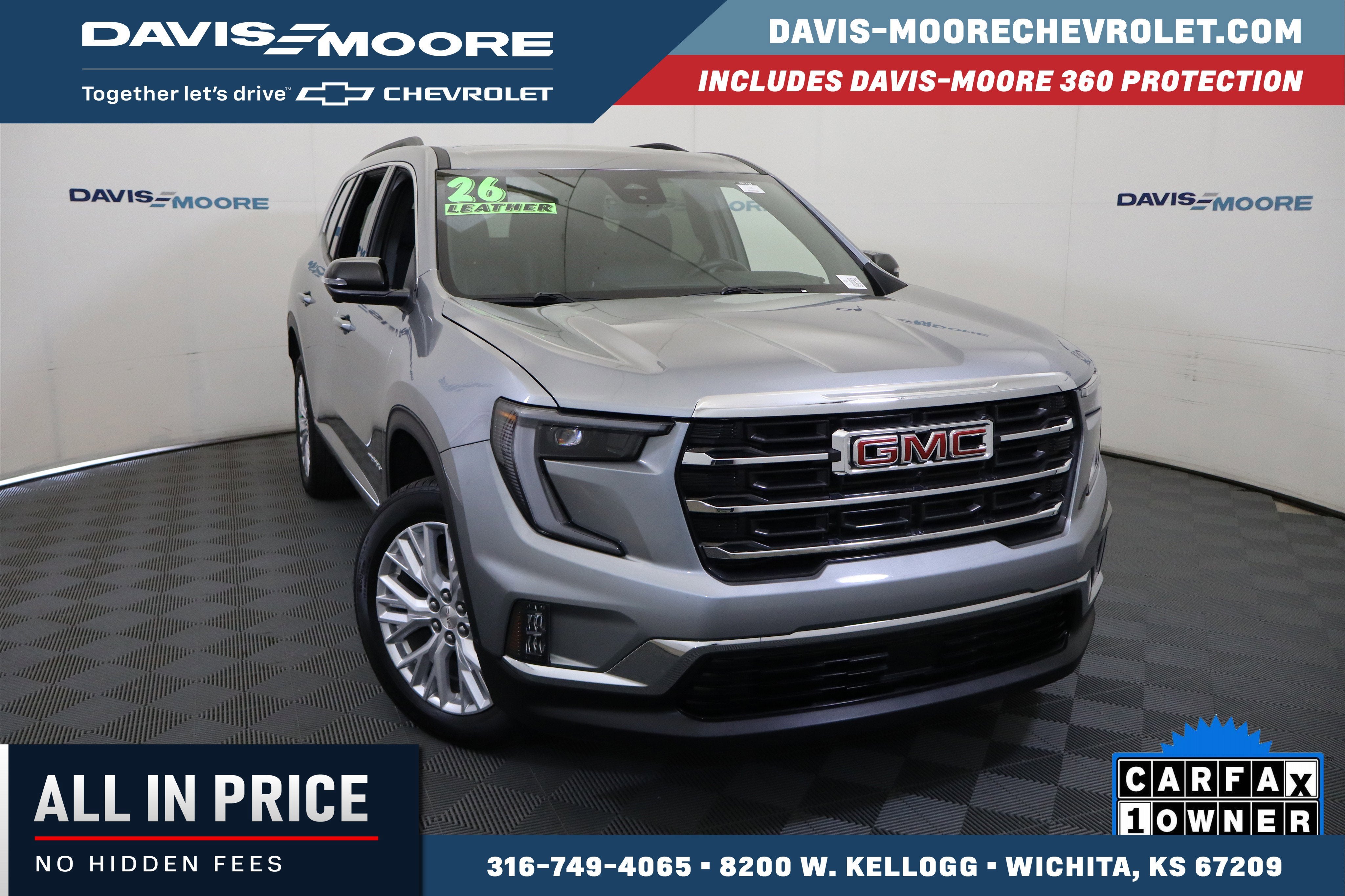 2026 GMC Acadia AWD Elevation in Sterling Metallic — front three-quarter view