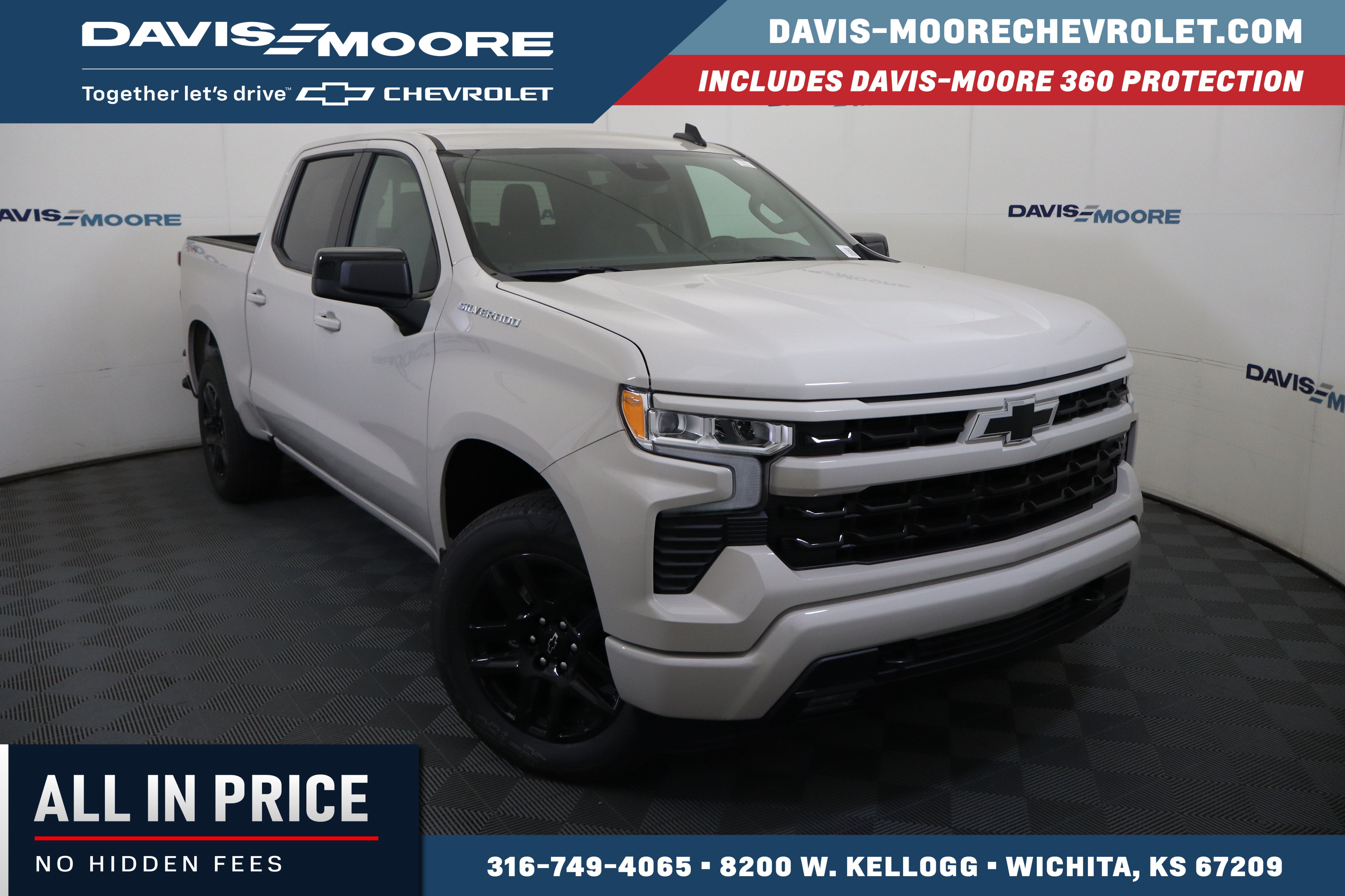 2026 Chevrolet Silverado 1500 RST Crew Cab 4WD in White Sands — front three-quarter view