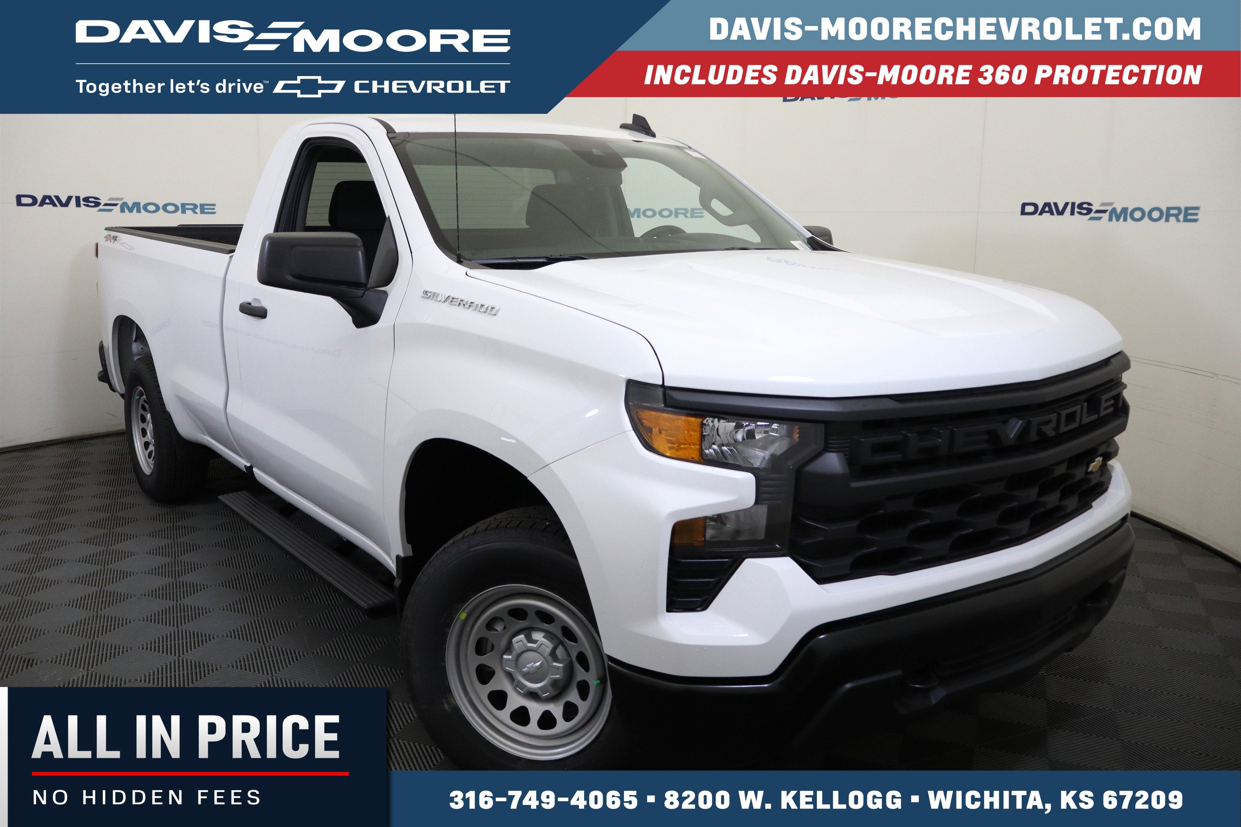 2026 Chevrolet Silverado 1500 Work Truck 4WD in Summit White — front three-quarter view