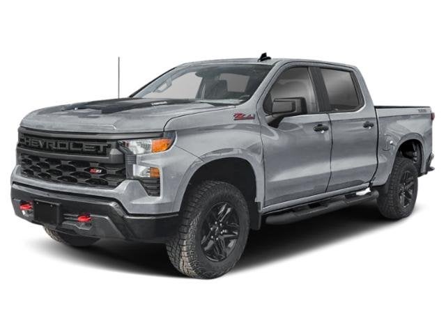 2026 Chevrolet Silverado 1500 Custom Trail Boss Crew Cab 4WD in Red Hot — front three-quarter view