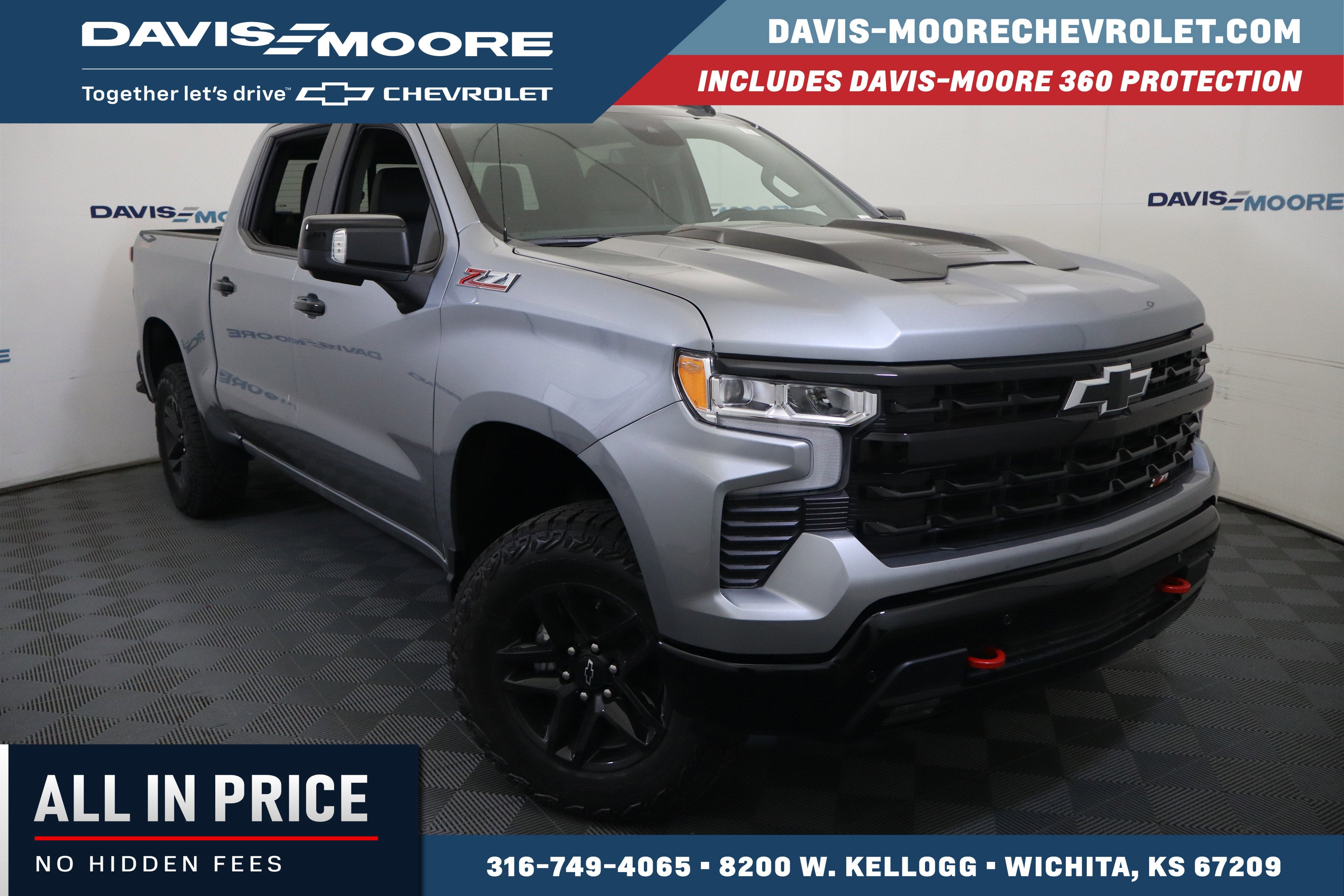 2026 Chevrolet Silverado 1500 LT Trail Boss Crew Cab 4WD in Sterling Gray Metallic — front three-quarter view