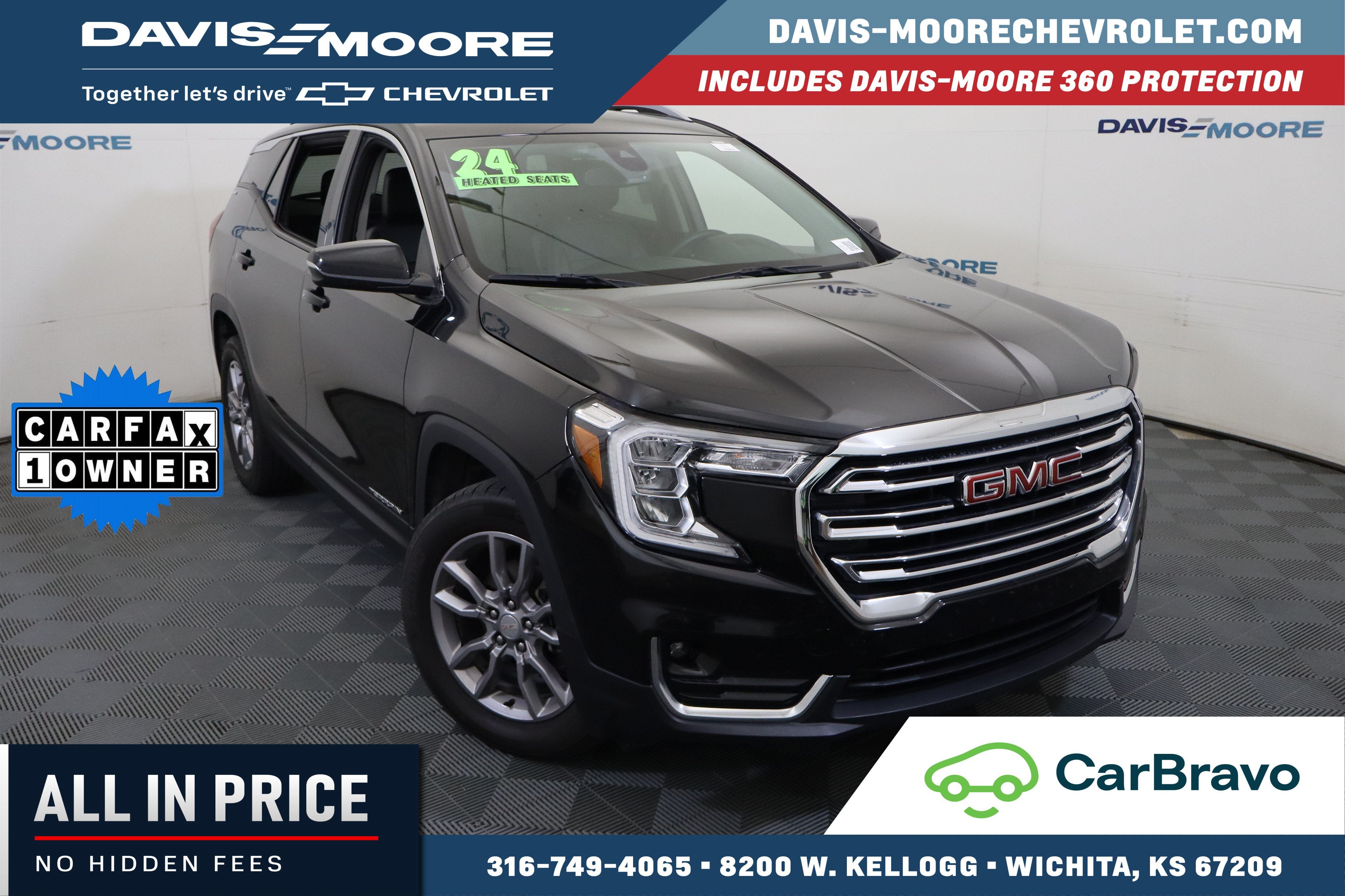 2024 GMC Terrain SLT AWD in Ebony Twilight Metallic — front three-quarter view