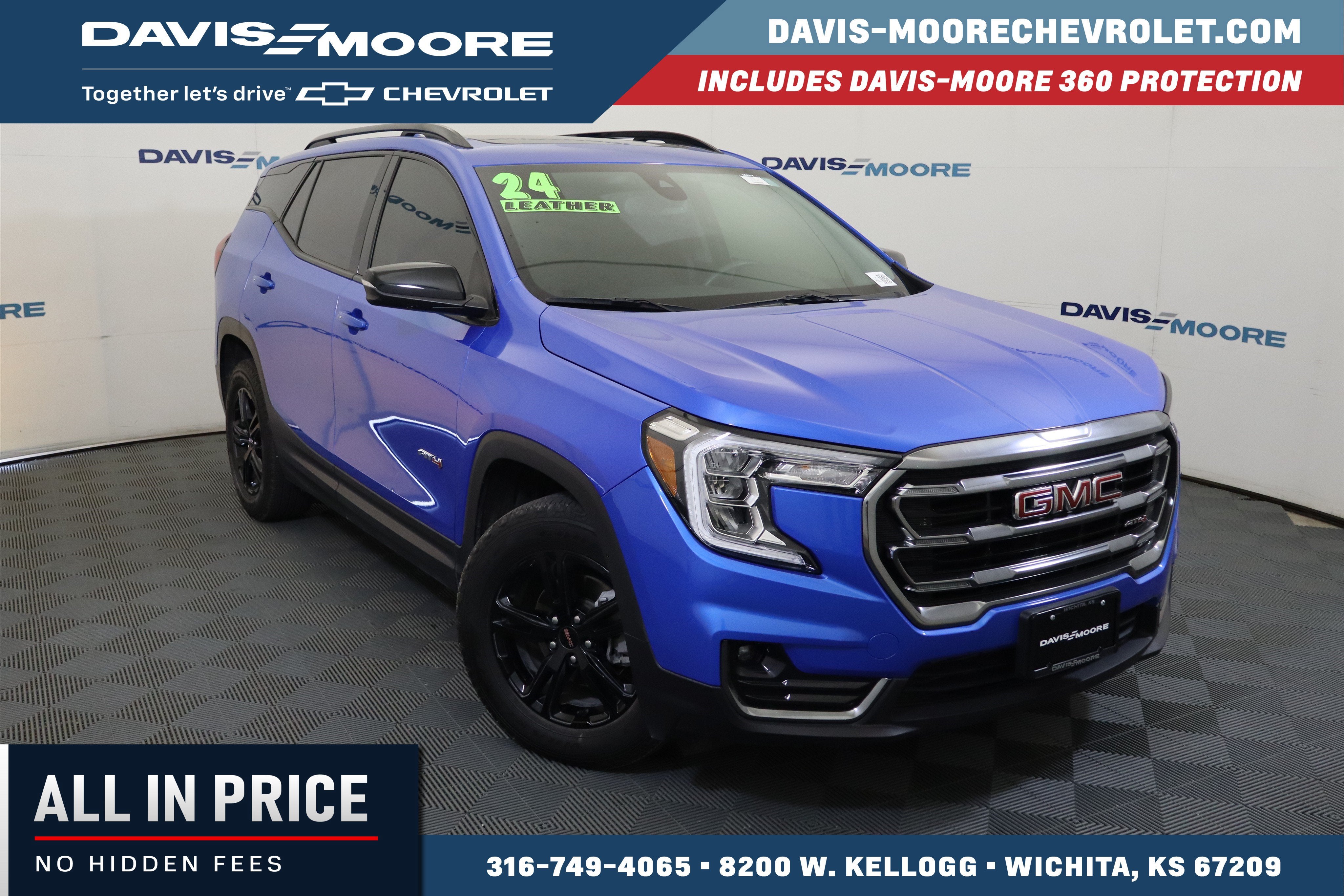 2024 GMC Terrain AT4 AWD in Riptide Metallic — front three-quarter view