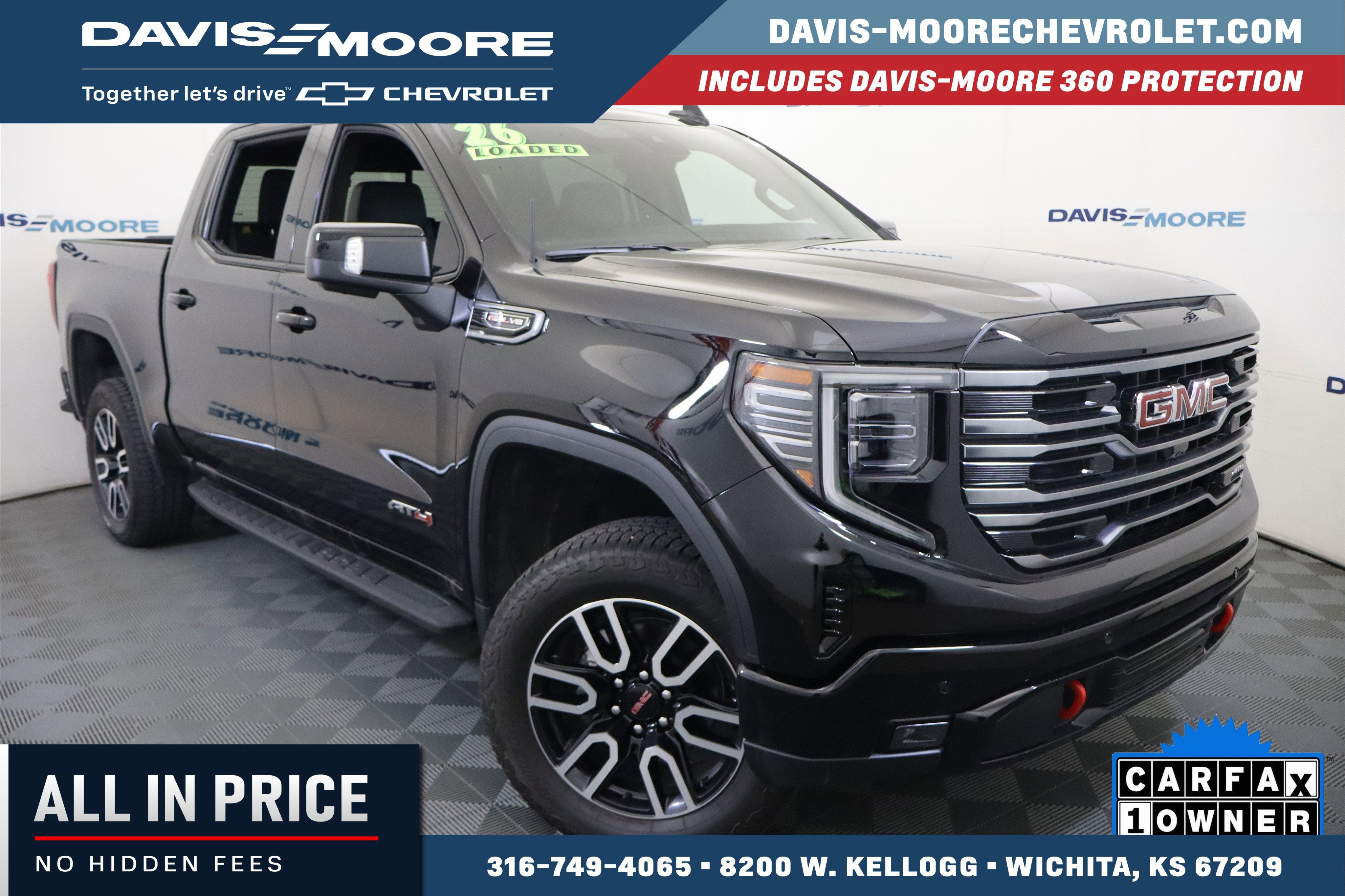 2026 GMC Sierra 1500 AT4 Crew Cab 4WD in Onyx Black — front three-quarter view