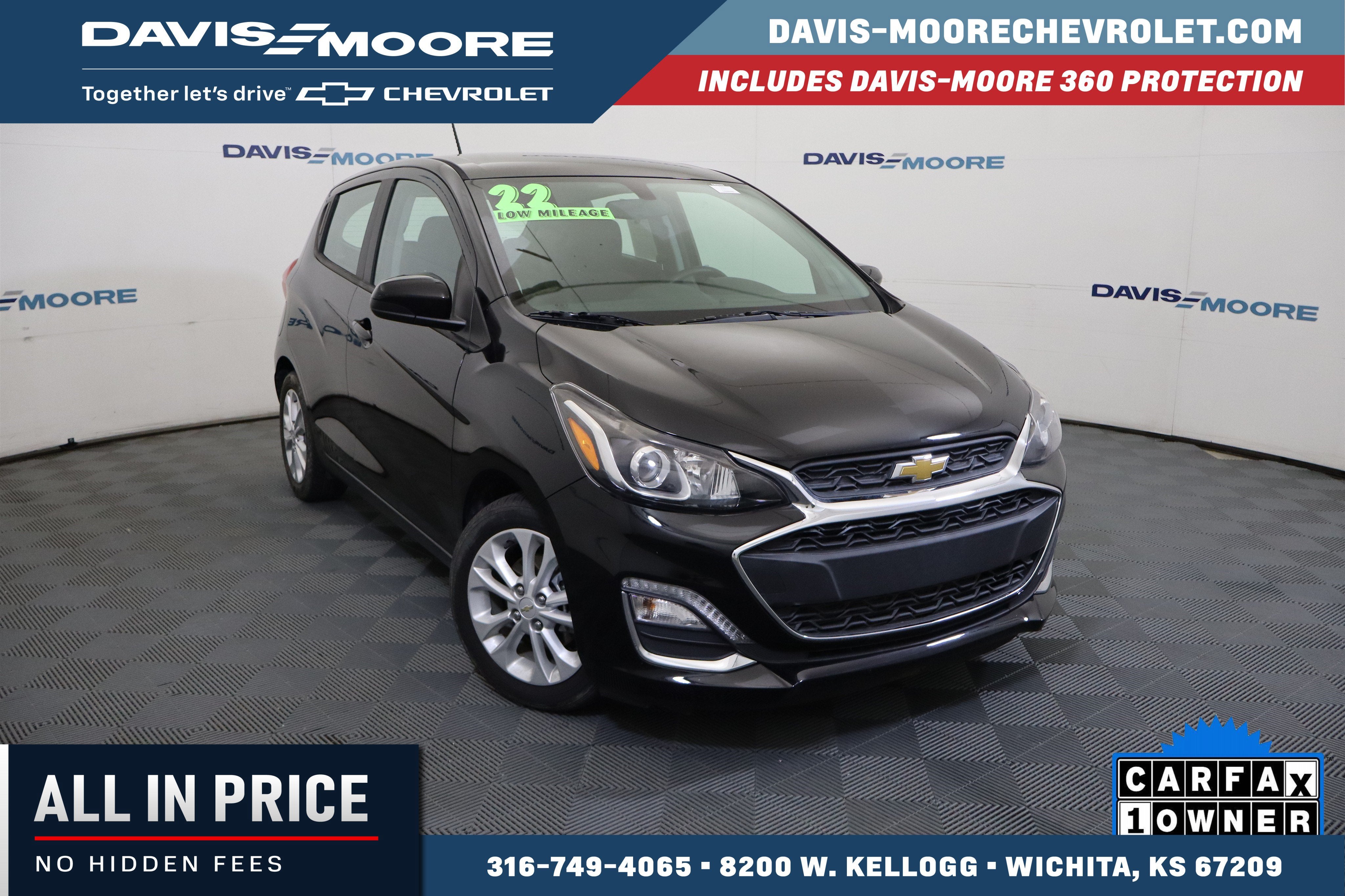 2022 Chevrolet Spark 1LT in Mosaic Black — front three-quarter view