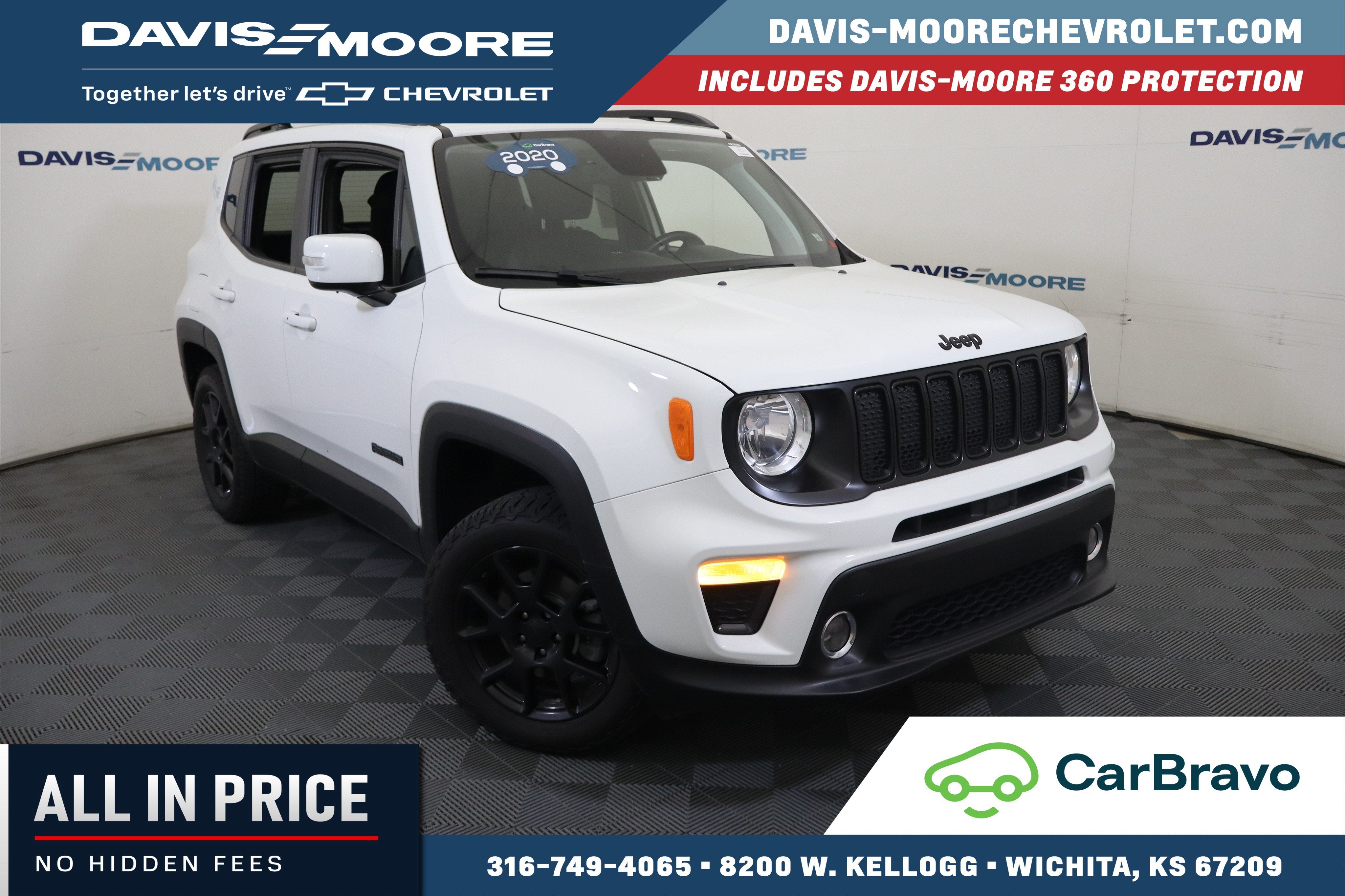 2020 Jeep Renegade Altitude 4x4 in Alpine White Clearcoat — front three-quarter view
